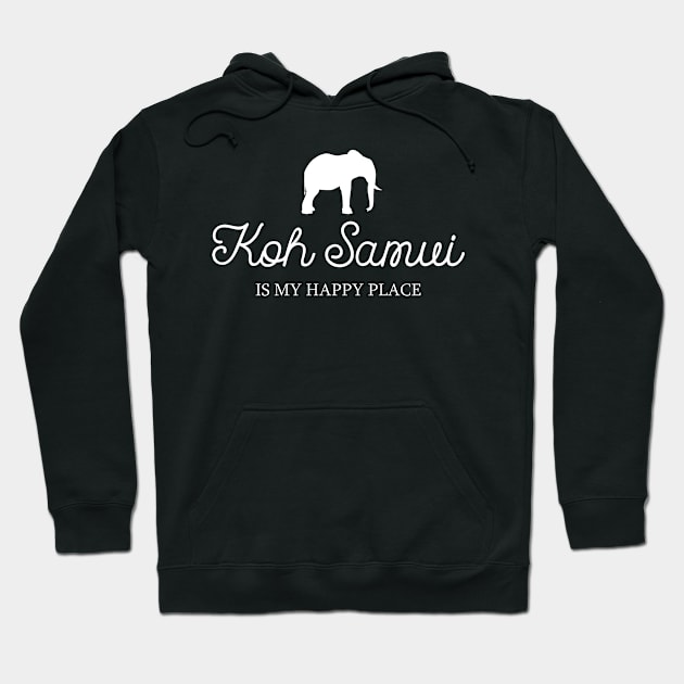 Koh Samui Is My Happy Place - Asian Elephant Hoodie by BlueTodyArt